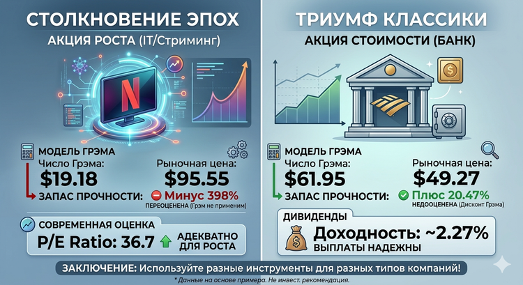 Столкновение эпох: Как Бенджамин Грэм оценил бы Netflix и Bank of America сегодня?