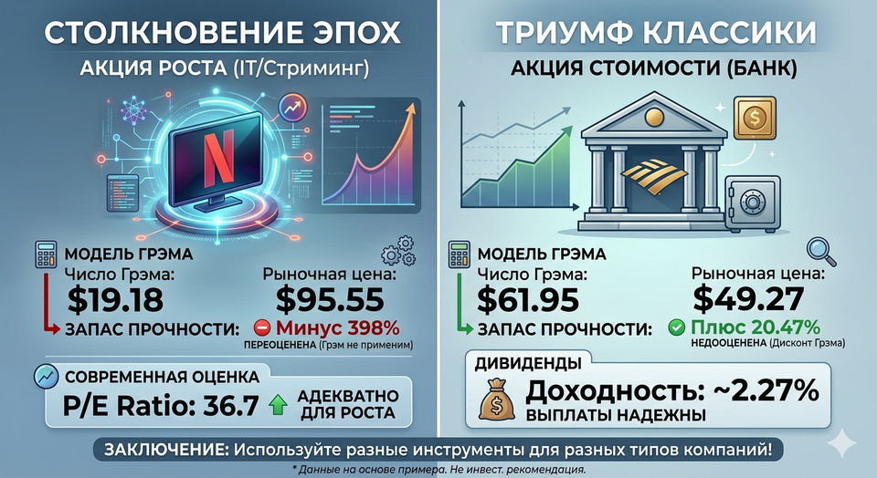 Столкновение эпох: Как Бенджамин Грэм оценил бы Netflix и Bank of America сегодня?